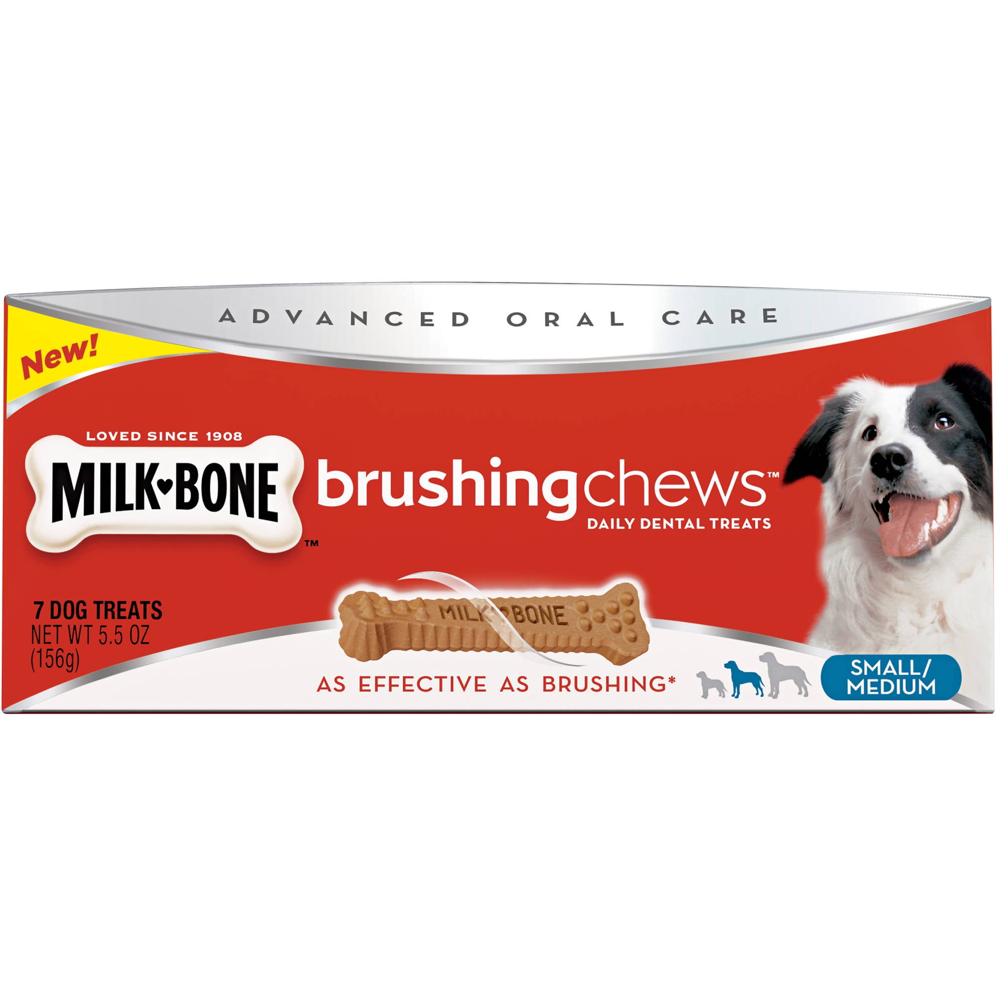 Milk bone dental chews Description. Milk-Bone ® Brushing Chews ® help provide an easy and effective way to take care of your dog's teeth. Dogs love the irresistible chicken taste of Milk-Bone ® Brushing Chews ® and you'll love giving them a daily dental treat that's fortified with 12 essential vitamins and minerals including calcium for strong bones and teeth.