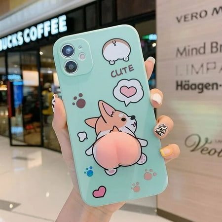 Square Phone Case For Huawei P20 P30 P40 Lite P50 P60 Art P Smart Z Plus Pro 2019 3D Cartoon Peach Corgi Dog Buttocks Cover