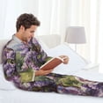 thumbnail image 6 of Lsque Lilacs Teapot Scenic Painting Pattern Long Sleeve Pajama Set for Men - Soft 2-Piece Sleepwear and Loungewear Set with Pockets, Comfy Nightwear-Medium, 6 of 7