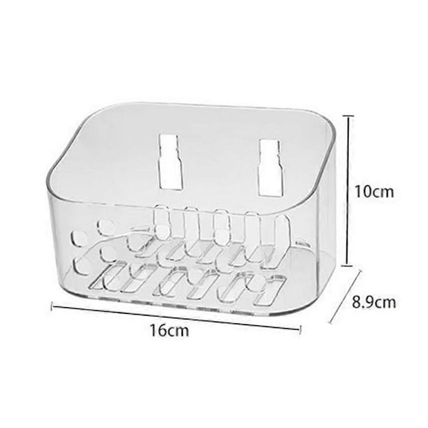 Wall Mounted Shower Basket with Strong Adhesive, Rust Resistant Bathroom Storage Rack for Soap and Shampoo, Transparent Self Adhesive Organizer for