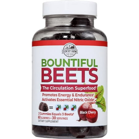 Country Farms Bountiful Beets Gummies, Circulation Superfood, Nitric Oxide, Heart...
