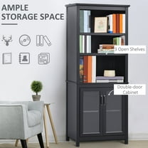 HOMCOM 70.75 in Bookcase with Adjustable Shelves and Glass Doors, Black