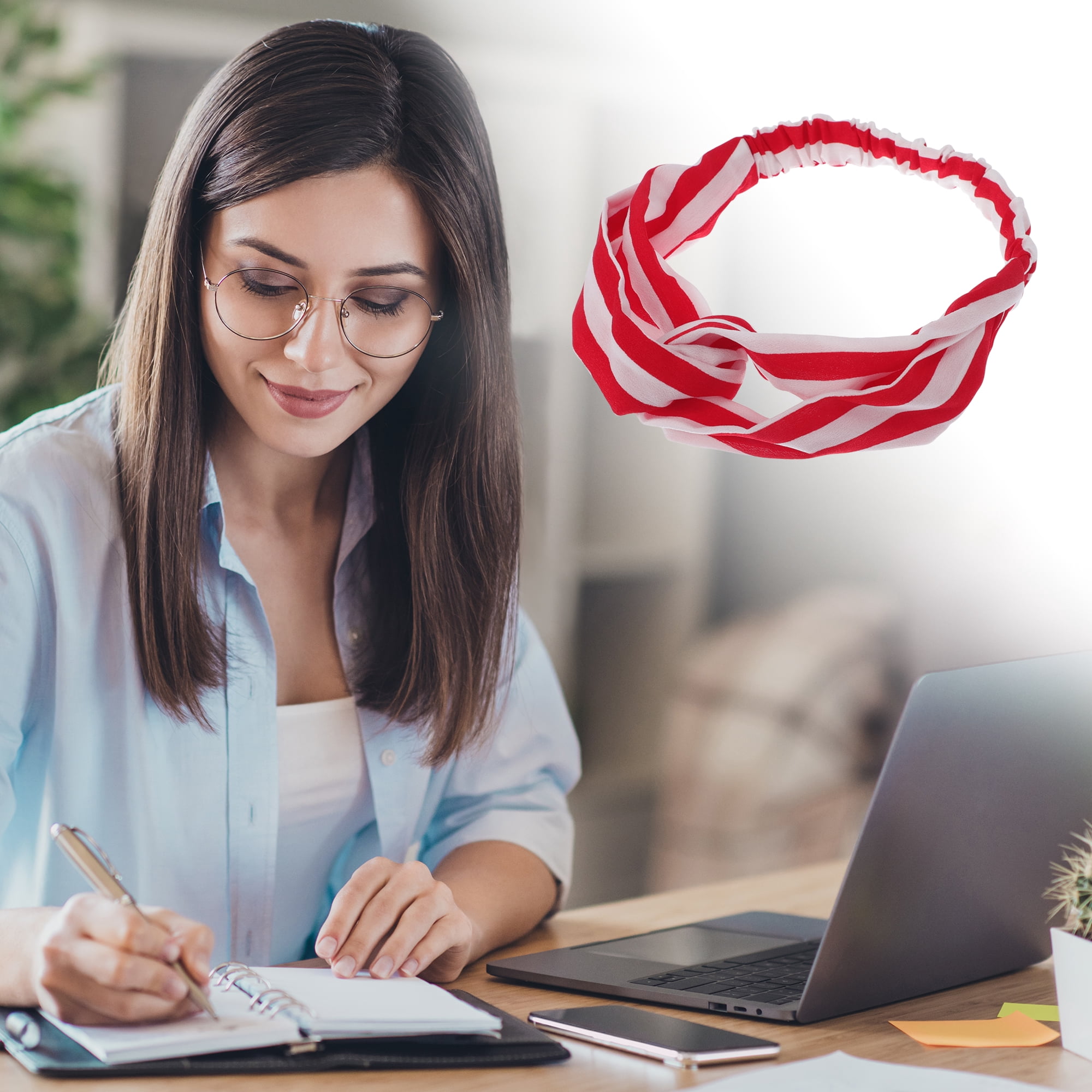 Unique Bargains Fashion Stripe Pattern Cross Elastic Hairband1 Pc White Red