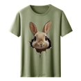 thumbnail image 4 of Tops de Cuello Alto para las Mujeres Amante Impreso Camiseta Cuello Redondo Manga Corta, Poliéster Spandex, 4 of 7