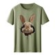 thumbnail image 4 of Tops de Cuello Alto para las Mujeres Amante Impreso Camiseta Cuello Redondo Manga Corta, Poliéster Spandex, 4 of 7