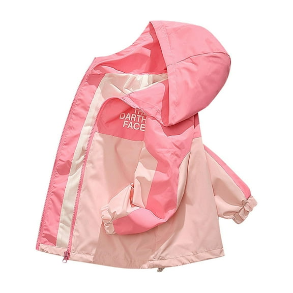Atogsazn Kids Girls Fleece Lined Jacket Children's Zip Up Long Sleeve Hooded Jackets Lightweight Winderbreaker Coat 06-Pink 5-6 Years