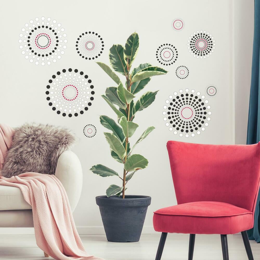 RoomMates Black and White Fusion Peel and Stick Wall Decals, 2.5 in. to