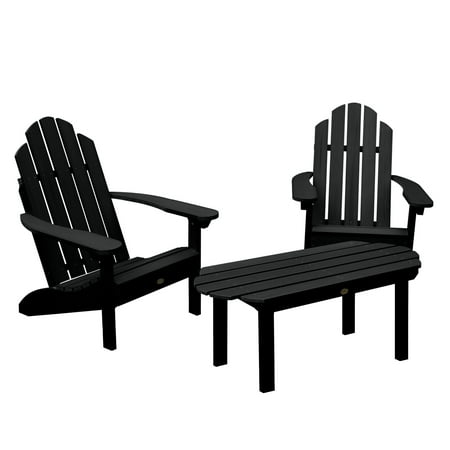 Highwood 3-pc Classic Westport Adirondack Set with 1 Classic Westport 24" W x 48" L Conversation Table - Outdoor, Eco-friendly, Synthetic Wood
