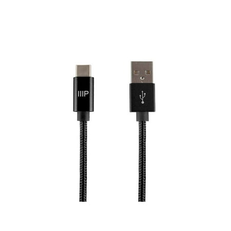 UPC: 0889028130537 | Monoprice Nylon Braided USB C to USB A 2.0 Cable – 3 Feet – Black | Type C  Fast Charging  Compatible With Samsung Galaxy S10 / Note 8  LG V20 and More – Palette Series