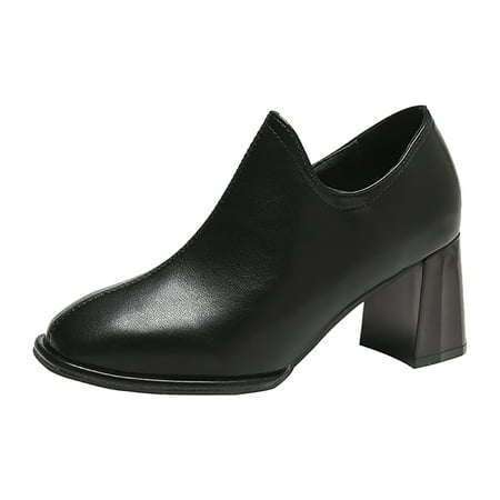 

fvwitlyh Ankle Boots for Women s Boots & Booties Fashion Women Artificial Leather Solid Color Autumn Thick Sole Square Heels Women Boots No Heel