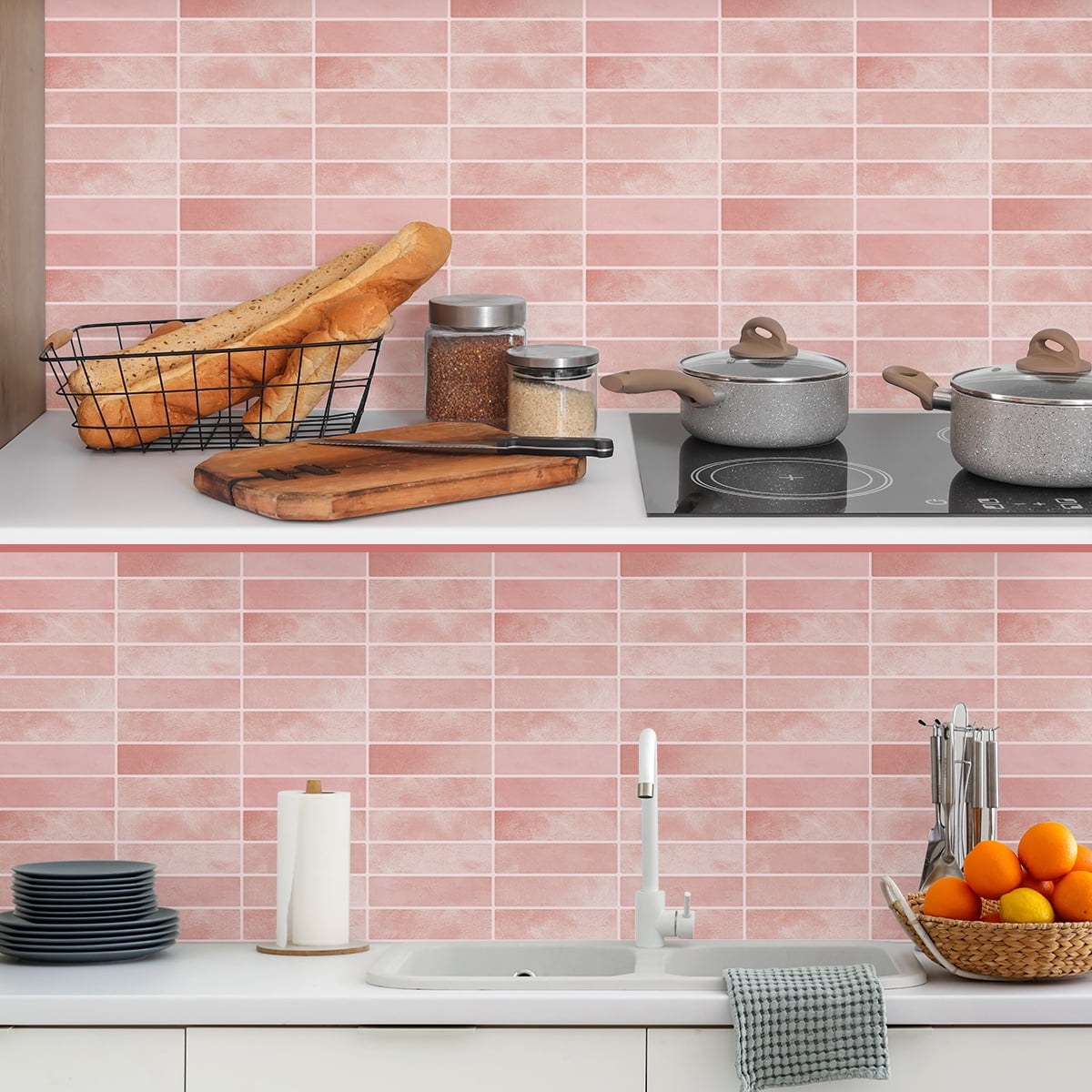 Peel and Stick Backsplash 3D Wall Tiles,Self-Adhesive,Oil Proof,Waterproof, Removable Wall Panels for Kitchen & Bathroom,Modern Design, Easy Install (10.7ft，12x9 inch,14 Pack)