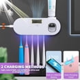 thumbnail image 3 of Toothbrush Holder Wall Mounted for Bathrooms, Smart Clean Toothbrush Holder with Solar Charging, Toothbrush Holder and Toothpaste Dispenser with 5 Toothbrush Slots (White), 3 of 6