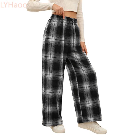 LYHaoo Child Toddler Boys Girls Casual Pants Plaid Sportswear Trousers Long Pants for Girls(Black)