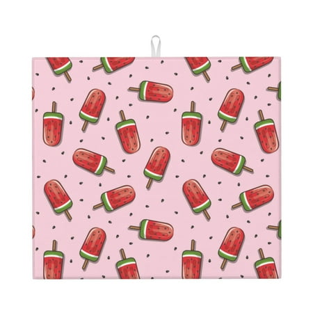 

Pofeuu Watermelon Ice Cream Print Ultra Water Absorbent Microfiber Dish Drying Mat Drying Mat for Kitchen Kitchen Counter Accessories