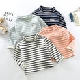 thumbnail image 2 of Aosijia Baby Boy Girl Striped Half Turtleneck Casual Long Sleeve Bottoming Shirt Top for Children Kids, 2 of 6