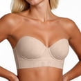 thumbnail image 5 of AKOEE Women's Underwire Bras Non Slip Strapless Dress Bra Plus Size Push Up Lightly Lined Bra (44C, Beige), 5 of 7