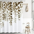 thumbnail image 6 of Brown Leaf Shower Curtain Watercolor Plant Leaves with Floral Eucalyptus Bathroom Shower Curtain Set Decorative Chocolate Fabric Bath Curtain Modern Botanical Country Bathroom Decor 72x72, 6 of 6