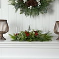 thumbnail image 4 of Nearly Natural 20" Holiday Winter Greenery and Berries Triple Candle Holder Artificial Christmas Table Arrangement, 4 of 5
