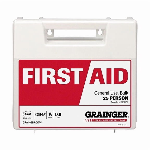 First Aid Kit and Housing, Plastic 94 Components, 25 People Served