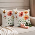 thumbnail image 3 of Pack of 2 Outdoor Pillow Covers 20x20 Inch Waterproof Orange Red Flowers Throw Pillow Covers,Decorative Couch Pillow Shams Protectors Farmhouse Pastoral Botanical Patio Pillowcases Cushion Covers, 3 of 8