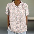 thumbnail image 1 of Fiudx Ofertas Flash Del Día Solo En Línea Camiseta Holgada Informal con Estampado para Mujer, Tops de Manga Corta con Cuello de Muñeca, Blusa Bonita y de Lino, 1 of 4