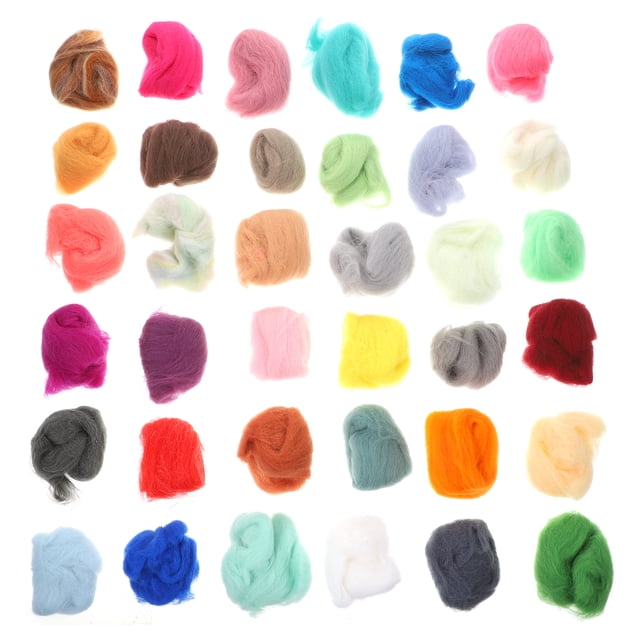 36 Couleurs Laine Cardée Fibre Laine Cardée pour Feutrage à l'Aiguille Main DIY