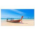 thumbnail image 2 of Tropical Beach with Boat - Seashore Photo Canvas Art Print, 2 of 3