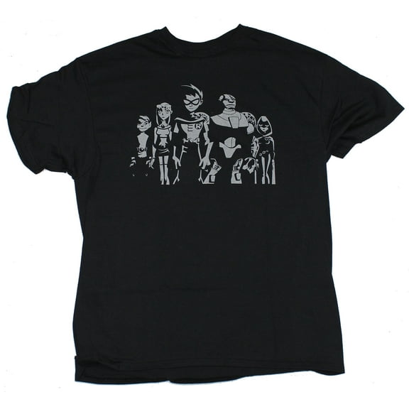 Teen Titans Mens T-Shirt - Ominus Gray Standing Cartoon Group Image (Large)