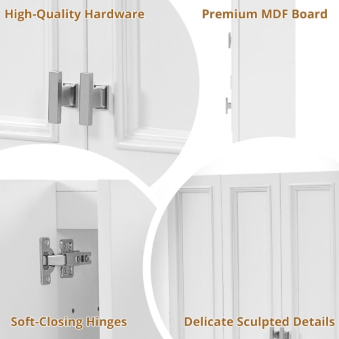 36" Wall Mounted Medicine Cabinet with 5 Adjustable Shelves, Bathroom Storage Cabinet with Open Shelving, Soft Close Hinges, Modern Bathroom Organizer, White