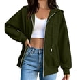 thumbnail image 5 of Pxxlle Hoodies for Women Zip Up Long Sleeve Hooded Jacket Casual Solid Color Drop Shoulder Hoodie Sweatshirt with Pockets L, 5 of 8