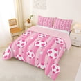 thumbnail image 2 of Erosebridal Kawaii Pink Soccer Queen Comforter Set,Cute Stars Print Geometric Stripe Bedding Comforter Set For Girls Kids,Reversible Pink 3-Piece, 2 of 7