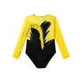 thumbnail image 3 of YEAHDOR Girls Figure Skating Bodysuit Shiny Rhinestone Long Sleeve Gymnastics Dance Leotard Yellow 12, 3 of 6
