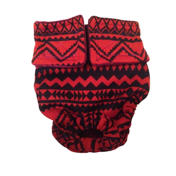 Barkertime Red and Black Southwest Washable Dog Diaper - Made in USA