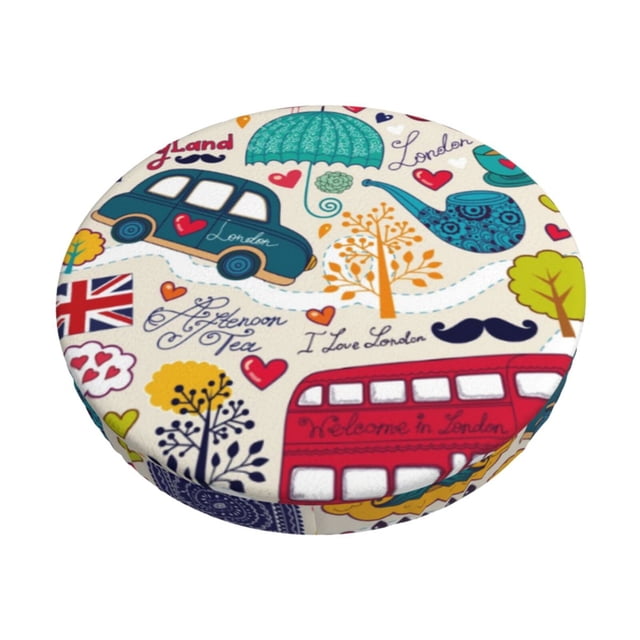Balery London Symbols Fundas de asiento para taburete de bar redondo de tela de terciopelo ajustables que protegen de arañazos y manchas para sillas de 14 a 17 pulgadas.-12 inch