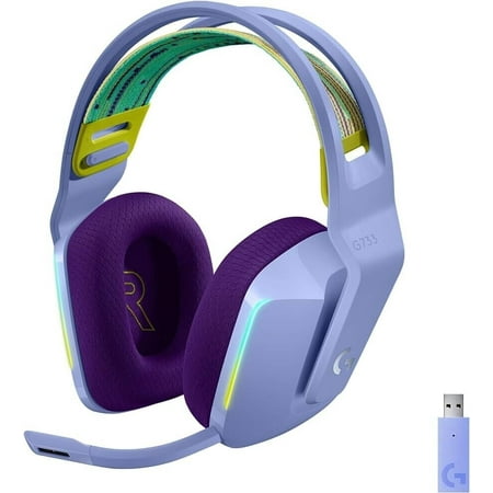 Logitech G733 Lightspeed Wireless RGB Gaming Headset PS4, PS5, PC - Lilac - Preowned