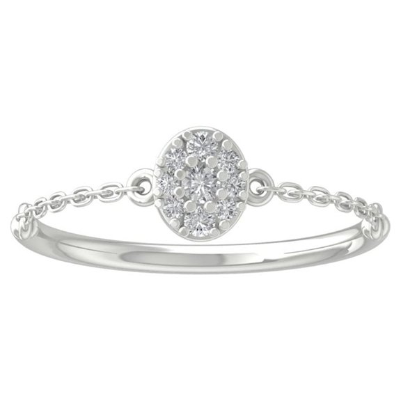 ARAIYA 10K White Gold Round Cluster Diamond Engagement Ring (1/10 cttw, I-J Color, I2-I3 Clarity), Size 10