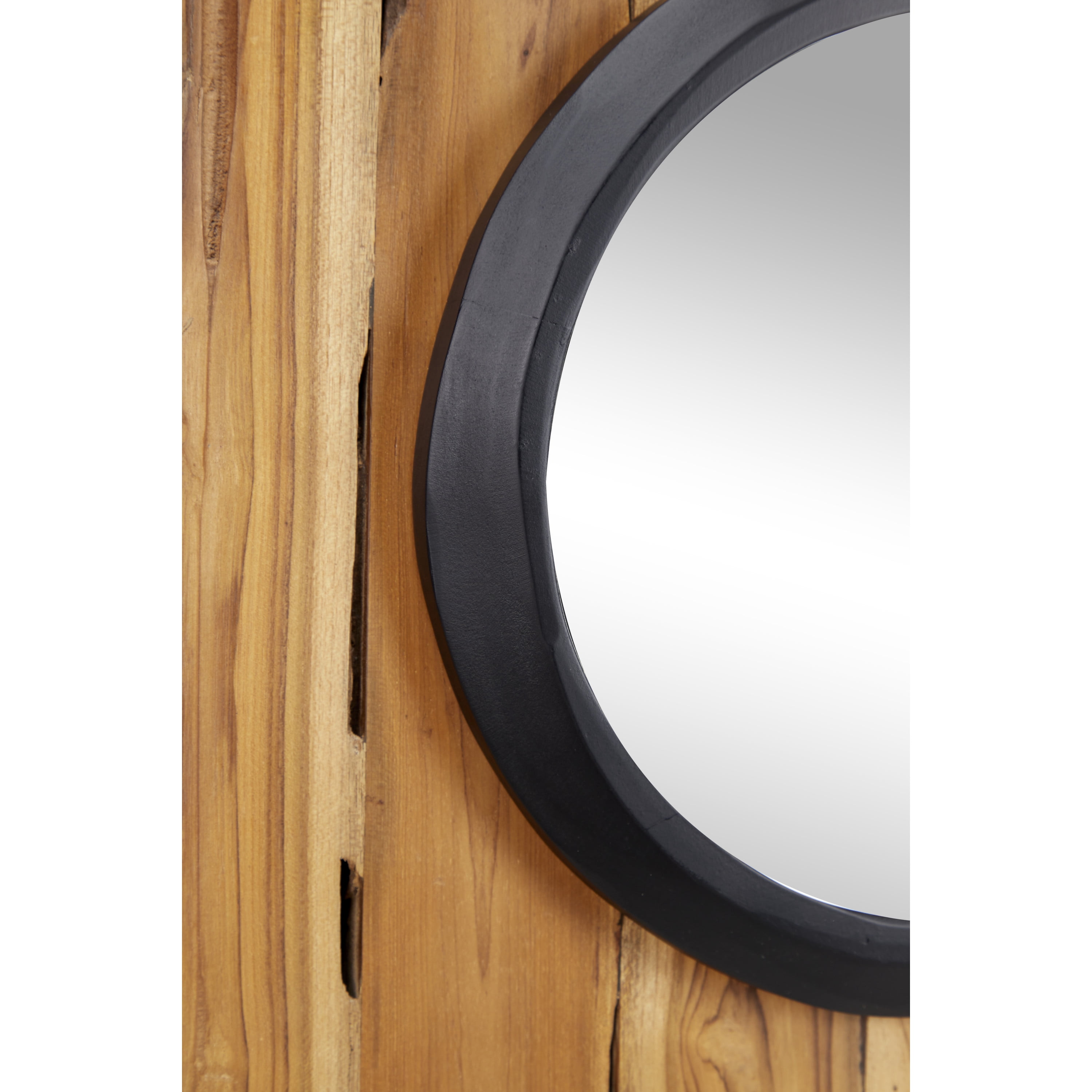 DecMode 18"W, 18"H Brown Handmade Wall Mirror, Set of 4