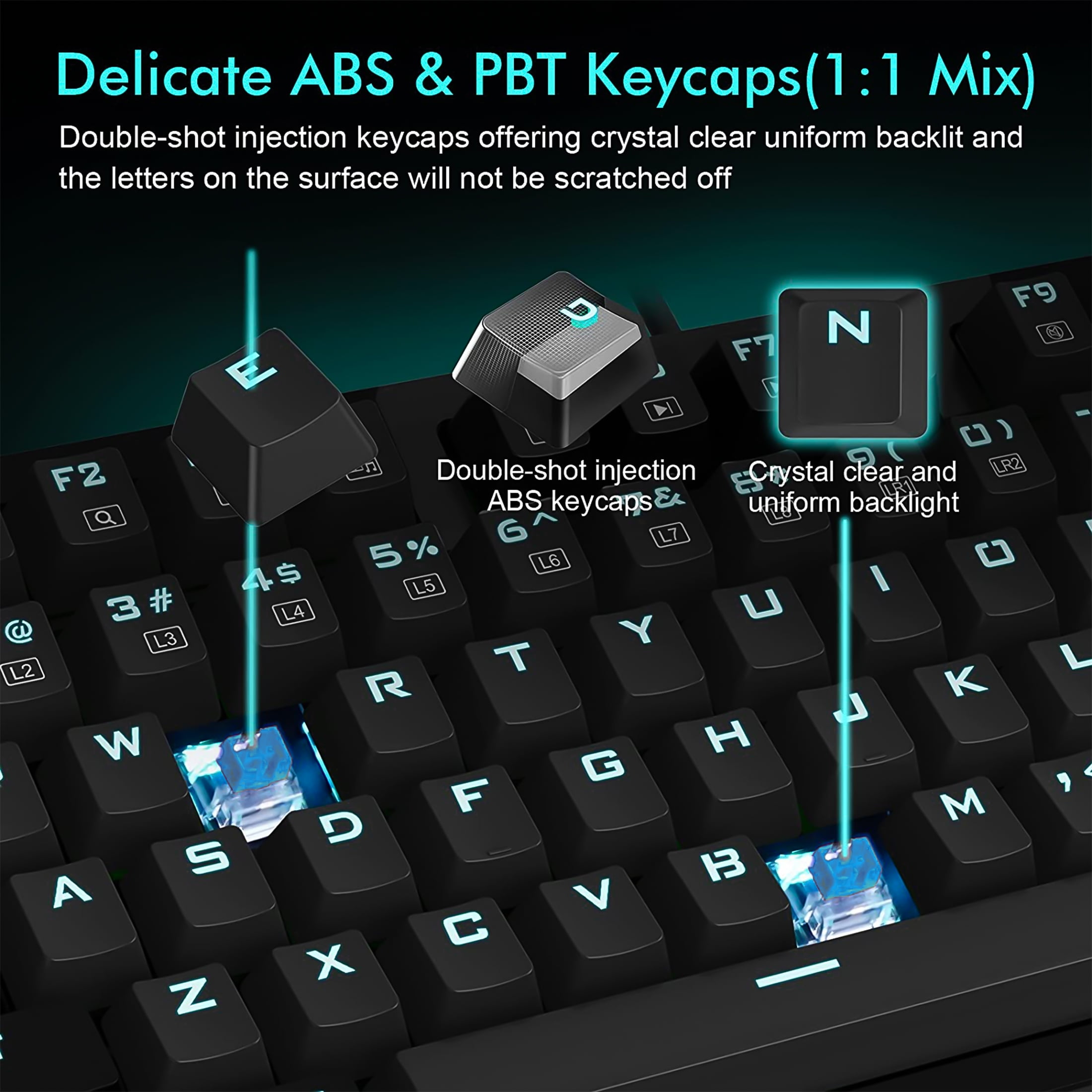 Mechanical Gaming Keyboard, E-YOOSO Wired 75% Mechanical Keyboard with Blue Switches, 87 Keys Gaming Keyboard with Solid Color Backlit & RGB LED Sidelight for Windows Mac PC Gaming