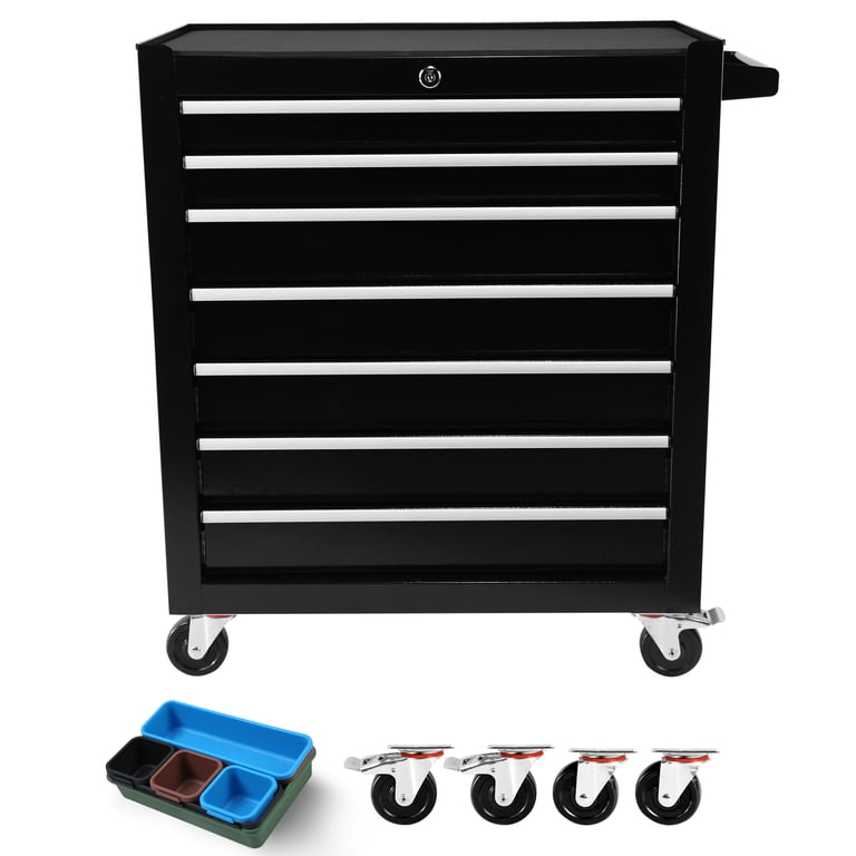 7-Drawer Rolling Tool Chest – Heavy Duty Steel, Locking Drawers, 5-Inch Casters, For Garage, Workshop, Or Warehouse