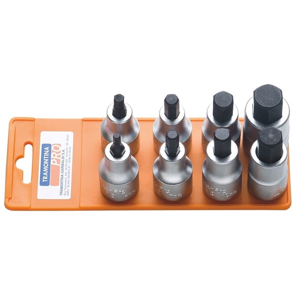 Juego de Dados de Punta Hexagonal Tramontina PRO 1/2 pulg 8 Piezas
