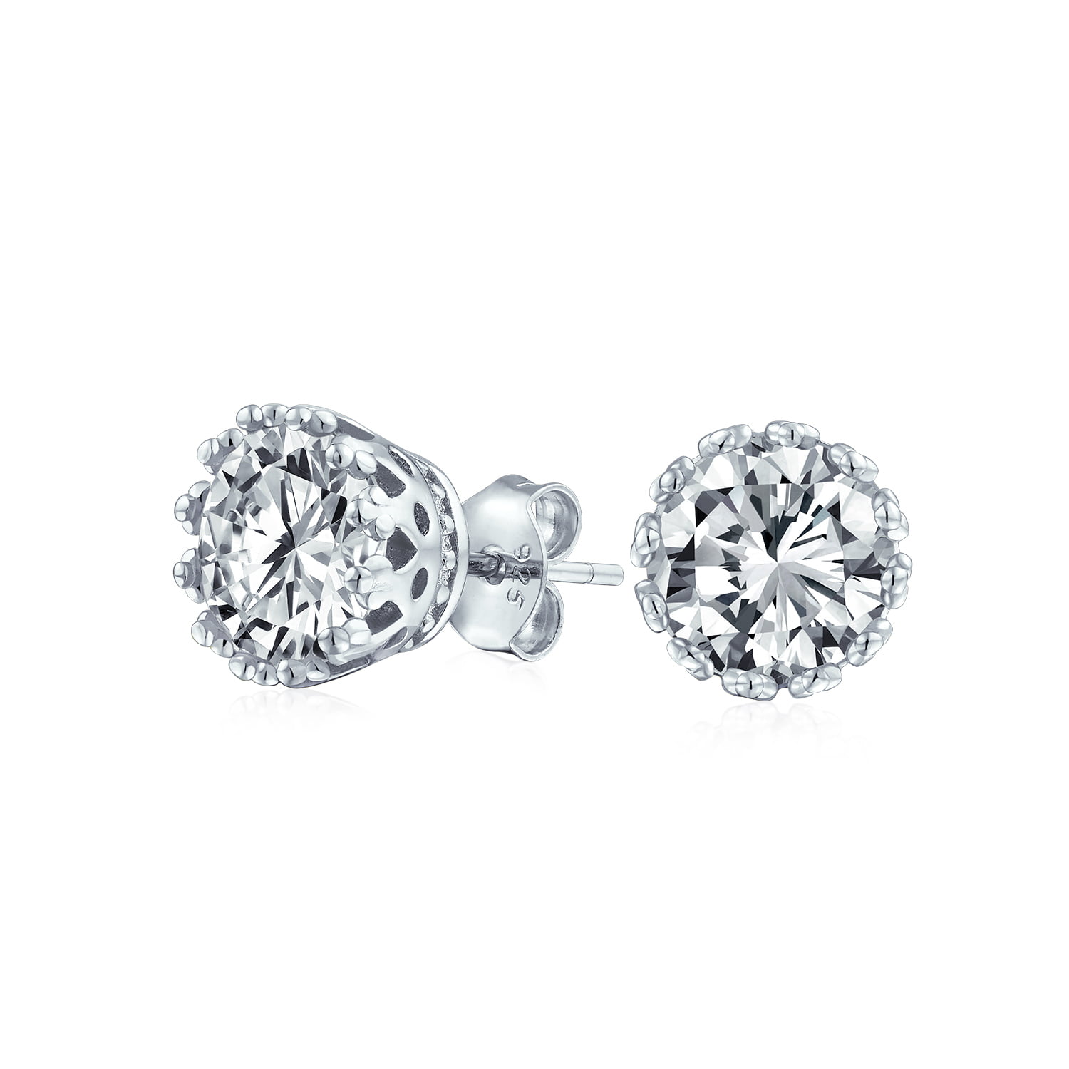 Women 925 Sterling Silver 2ct  6mm Cubic Zirconia Stud Earrings Find Jewelry
