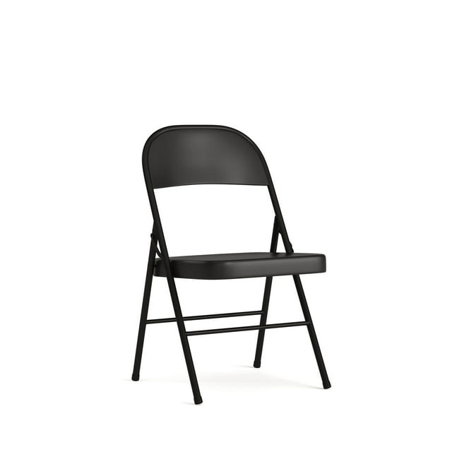 Chaise pliante de la série HERCULES en métal noir à double entretoise