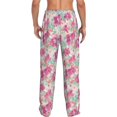 thumbnail image 2 of Bixox Men's Purple Watercolor Flowers Patterned Pajama Pants with Pockets Lounge Clothes for Home, 2 of 5