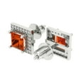 thumbnail image 2 of Clara Pucci 2.24 ct Brilliant Princess Cut Halo Studs VVS1 Genuine Conflict free Red Zircon Solid 18K White Gold Designer Everyday Earrings Screw back, 2 of 5