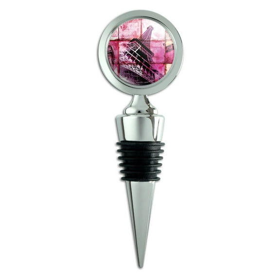 Paris France Eiffel Tower Arc de Triomphe Tile Collage Wine Bottle Stopper
