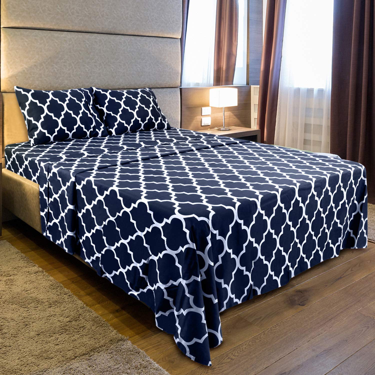 and 2 Pillow Cases 1 Flat Sheet Utopia Bedding 4 Piece Bed Sheet Set Full, Navy 1 Fitted Sheet