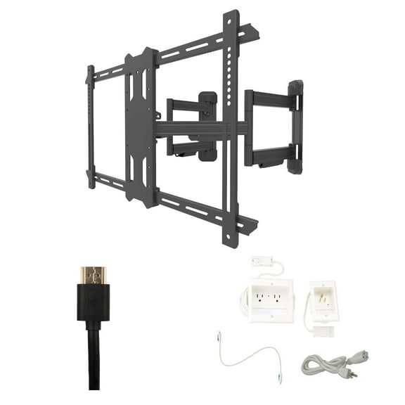 Kanto PDC650 Tv Mounting package W/ DUAL outlet thru wall power kit And HDMI Cable
