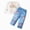 R599-White, variant on NOLDARES Toddler Baby Girl Fall Winter Clothes 2pcs Set Long Sleeve Crewneck Sweatshirt and Pants Cute Print Outfits Clothing(White,2-3 Y)