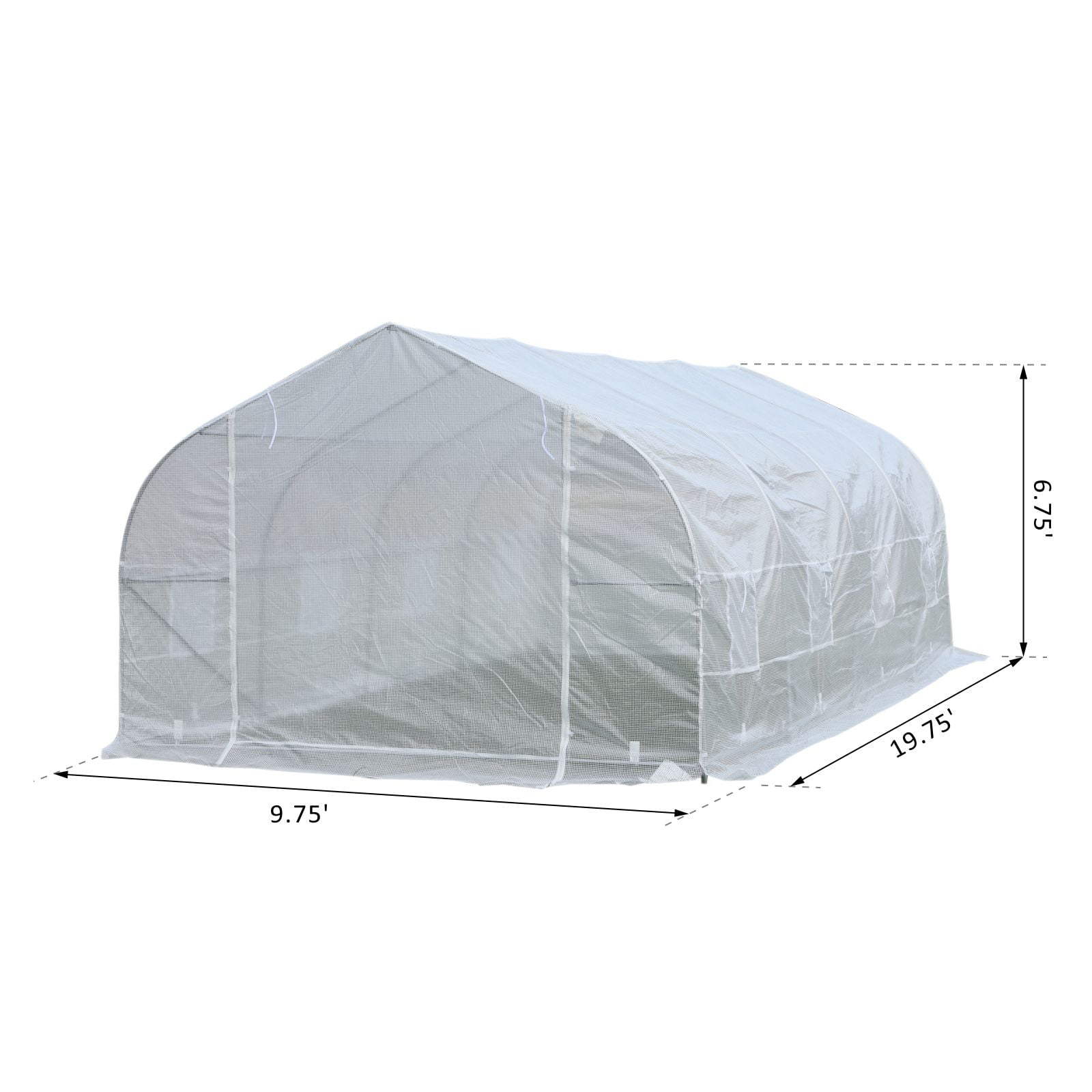 Outsunny 20’ x 10’ x 7’ Deluxe High Tunnel Walk-In Garden Greenhouse Kit - White