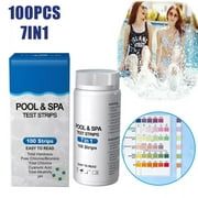 Pool Test Strips, Pool Water Test Kit ,7 in 1 Pool Chemicals & Water Testing Strips 100 Count Hot Tub Test Strips for Inground and Above Ground Pool Bromine, Chlorine, PH, Cyanuric Acid Testing